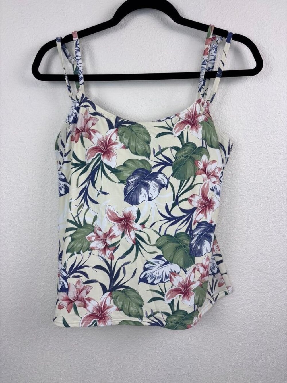 Sunsets women's 34DD butter yellow tropical floral underwire tankini swim top